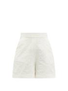 Matchesfashion.com Three Graces London - Robin Broderie-anglaise High-rise Shorts - Womens - White