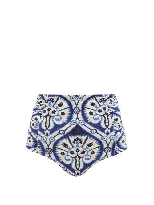 Johanna Ortiz - The Shell Collector High-rise Bikini Briefs - Womens - Blue Print