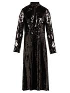 Matchesfashion.com Tibi - Avril Sequinned Midi Dress - Womens - Black Navy