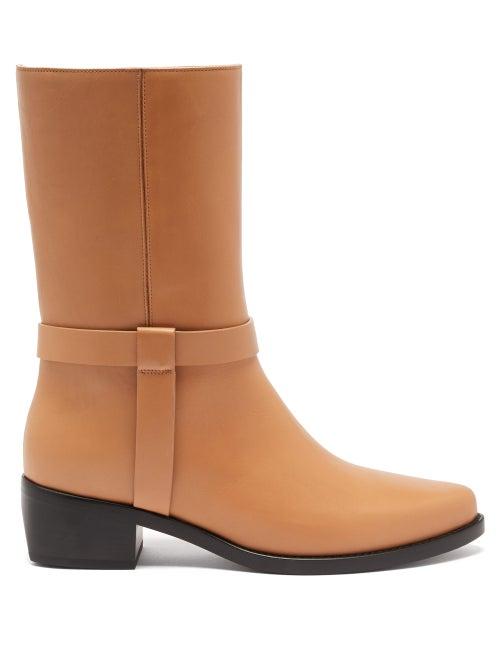 Matchesfashion.com Legres - Stacked-heel Leather Biker Boot - Womens - Tan