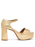 Matchesfashion.com Tabitha Simmons - Patton Crocodile-effect Leather Platform Sandals - Womens - Gold