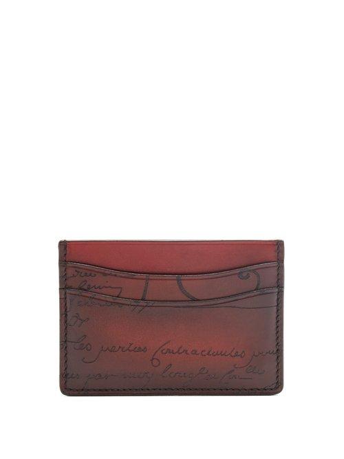 Matchesfashion.com Berluti - Bambou Leather Cardholder - Mens - Burgundy