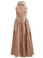 Matchesfashion.com Emilia Wickstead - Python Print Linen Midi Dress - Womens - Pink Print