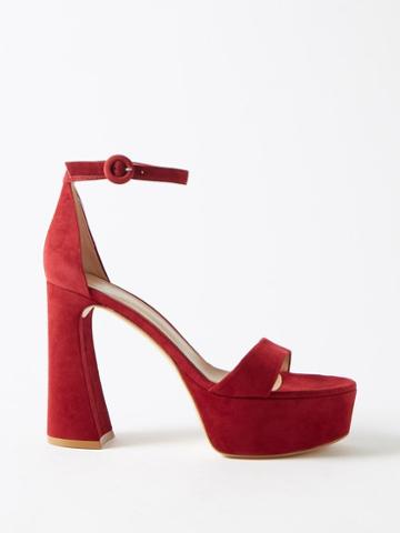 Gianvito Rossi - Holly 120 Suede Platform Sandals - Womens - Dark Red