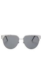 Matchesfashion.com Saint Laurent - Aviator Tarnished Metal Sunglasses - Mens - Silver