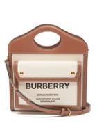 Burberry - Pocket Mini Canvas And Leather Cross-body Bag - Womens - Cream