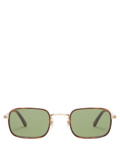 Matchesfashion.com Garrett Leight - Rectangle Frame Sunglasses - Womens - Dark Green