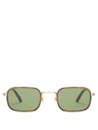 Matchesfashion.com Garrett Leight - Rectangle Frame Sunglasses - Womens - Dark Green