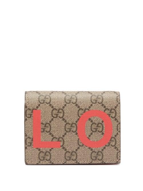 Gucci - Love-print Gg Supreme Canvas Billfold Wallet - Womens - Beige Multi