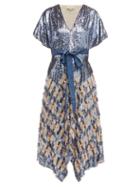 Matchesfashion.com Temperley London - Akiko Sequinned Check Tulle Gown - Womens - Blue Multi