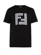 Matchesfashion.com Fendi - Mesh Logo Cotton Blend T Shirt - Mens - Black Multi