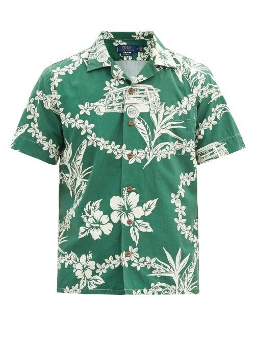 Matchesfashion.com Polo Ralph Lauren - Floral-print Cotton Short-sleeved Shirt - Mens - Green