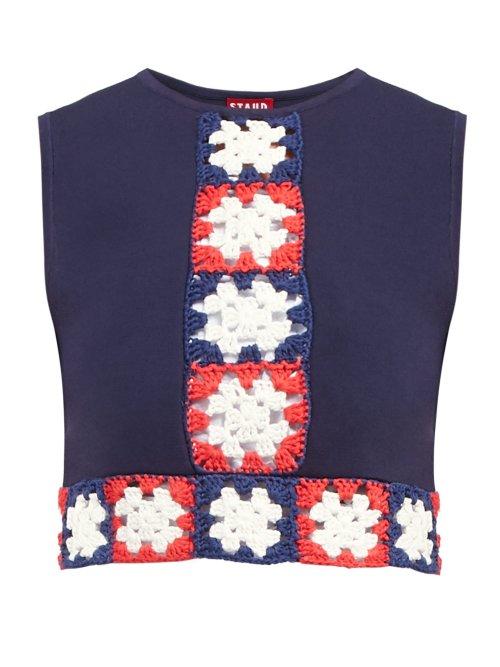 Matchesfashion.com Staud - Porto Crocheted Cropped Top - Womens - Navy
