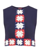 Matchesfashion.com Staud - Porto Crocheted Cropped Top - Womens - Navy