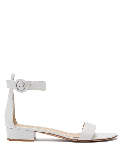 Matchesfashion.com Gianvito Rossi - Portofino 20 Block Heel Leather Sandals - Womens - White