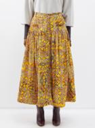 Wiggy Kit - Cordy Geometric-print Corduroy Skirt - Womens - Gold