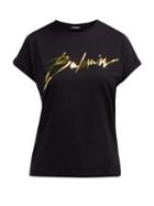Matchesfashion.com Balmain - Logo Appliqu Cotton T Shirt - Womens - Black Gold