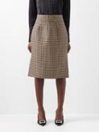 Emilia Wickstead - Noah Houndstooth Wool-blend Midi Skirt - Womens - Camel Check