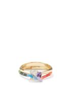 Bea Bongiasca - Rainbow Drop Cut Diamond, Enamel & 18kt Gold Ring - Womens - Multi