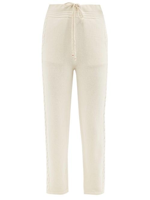Les Tien - Cable-knit Cashmere Track Pants - Womens - Ivory