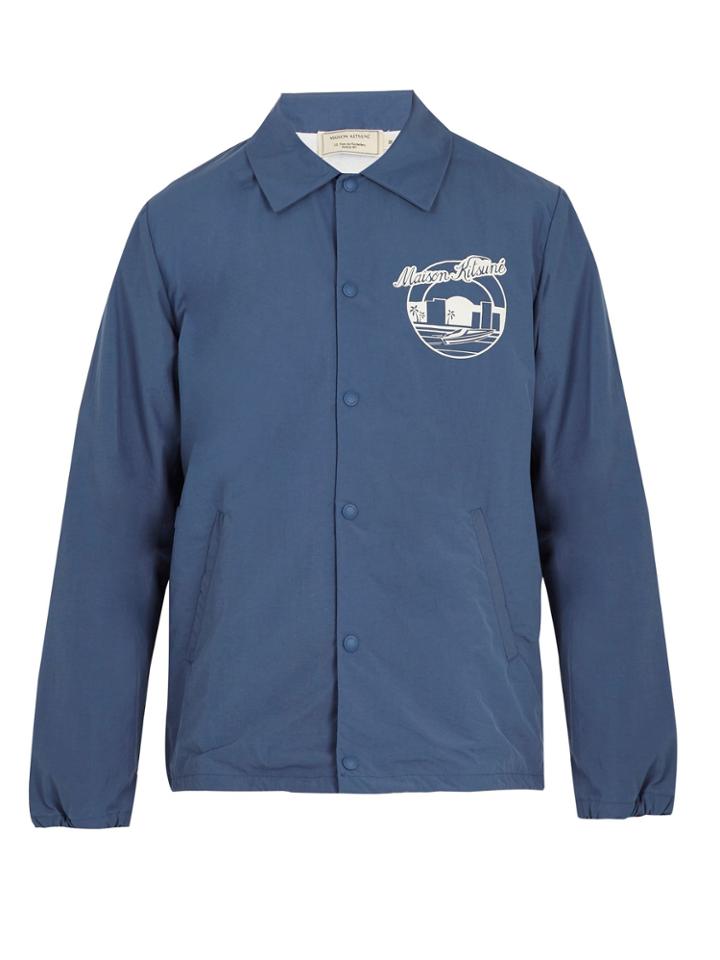 Maison Kitsuné Logo-print Point-collar Technical Jacket