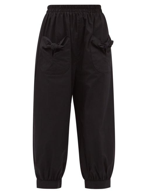 Matchesfashion.com Batsheva - Bow-pocket Cotton-twill Trousers - Womens - Black