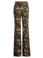 Rochas Rose-print Flared Cady Trousers