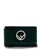 Matchesfashion.com Fendi - Kan I Logo Velvet Cross Body Bag - Womens - Dark Green