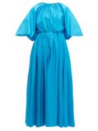 Matchesfashion.com Roksanda - Medeya Bubble Sleeve Cotton Maxi Dress - Womens - Blue