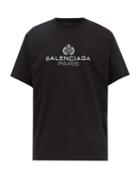 Matchesfashion.com Balenciaga - Logo Crest Cotton T Shirt - Mens - Black
