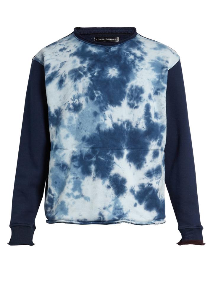 Longjourney Nash Tie-dye Print Cotton Sweatshirt