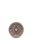 Matchesfashion.com Alexander Mcqueen - Floral-embossed Medallion Ring - Mens - Silver