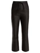 Matchesfashion.com Isa Arfen - Tie Waist Straight Leg Satin Cropped Trousers - Womens - Black