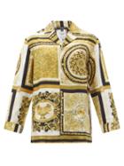 Matchesfashion.com Versace - Baroque-print Silk-satin Pyjama Shirt - Mens - Gold Multi