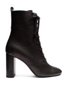 Saint Laurent Loulou Lace-up Grained-leather Ankle Boots