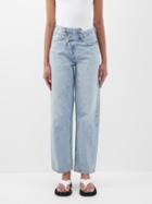 Agolde - Crossover-button Straight-leg Jeans - Womens - Light Blue