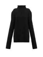 Matchesfashion.com Ann Demeulemeester - Extra Long-sleeve Roll-neck Ribbed-wool Sweater - Womens - Black