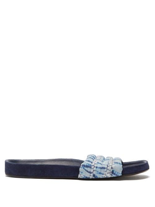 Matchesfashion.com Isabel Marant - Helleah Tie-dyed Velvet Slides - Mens - Blue