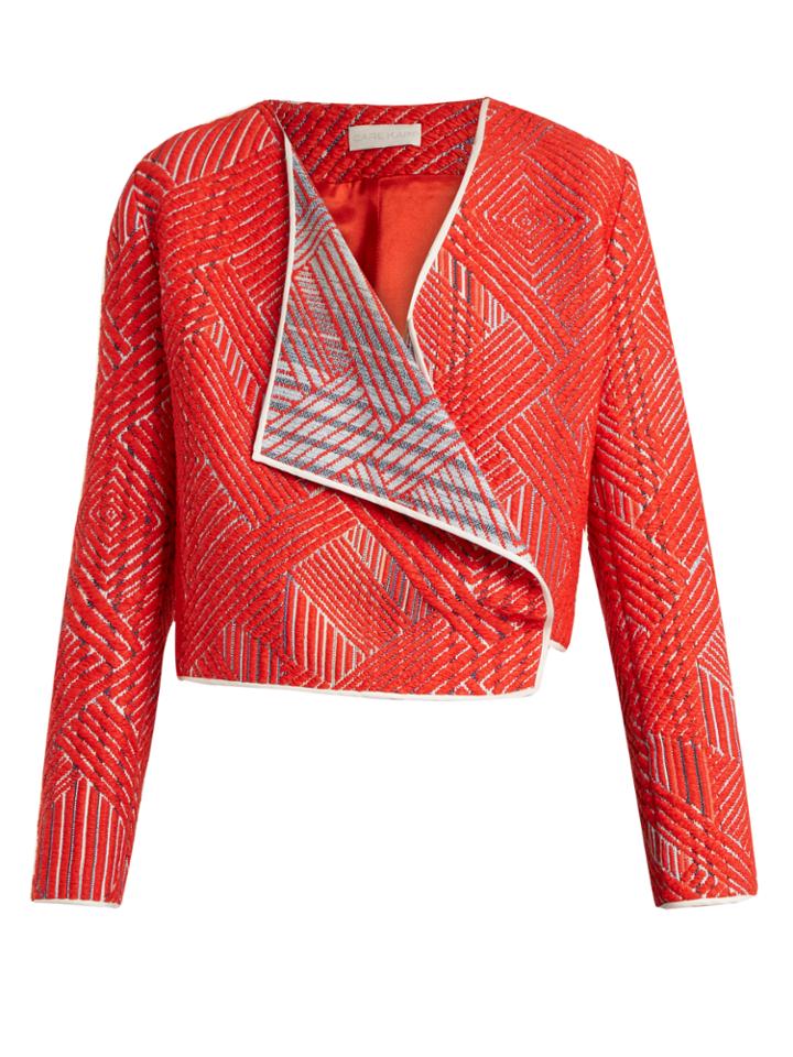 Carl Kapp Scarlet Draped Woven Cropped Jacket