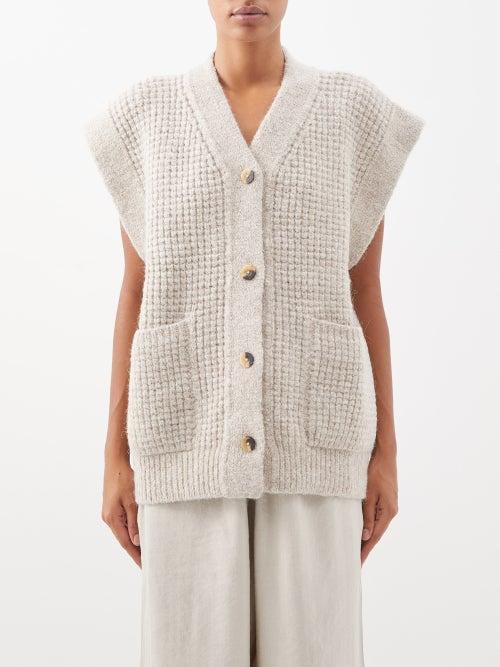 Lauren Manoogian - Waffle Alpaca-blend Sleeveless Cardigan - Womens - Beige