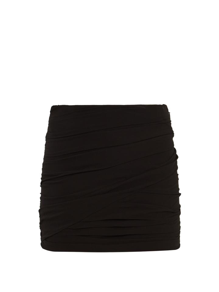 Saint Laurent Ruched Silk-georgette Mini Skirt