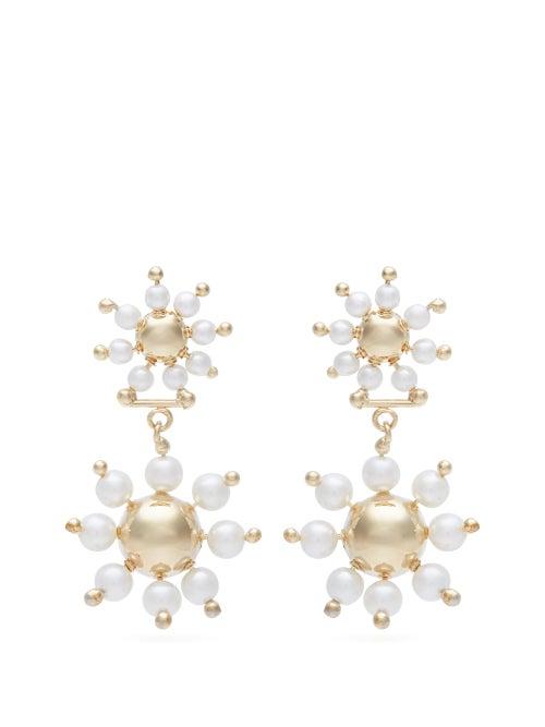 Matchesfashion.com Rosantica By Michela Panero - Daisy Faux Pearl Drop Earrings - Womens - Gold Multi