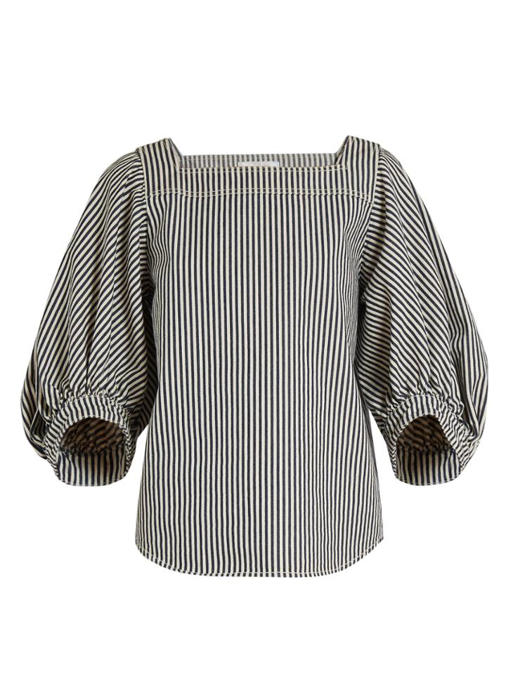 Chloé Square-neck Balloon-sleeved Striped Top