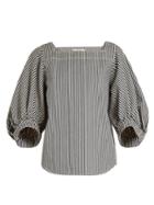 Chloé Square-neck Balloon-sleeved Striped Top