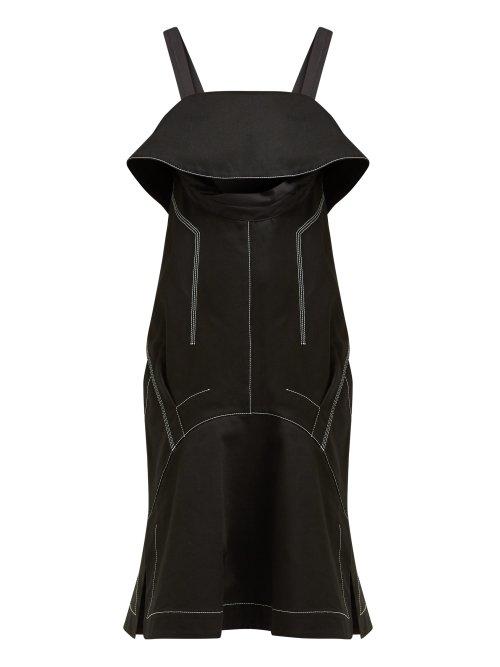Matchesfashion.com Proenza Schouler - Cut Out Cotton Twill Midi Dress - Womens - Black