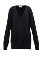 Raey - Slouchy V-neck Merino-wool Sweater - Womens - Navy