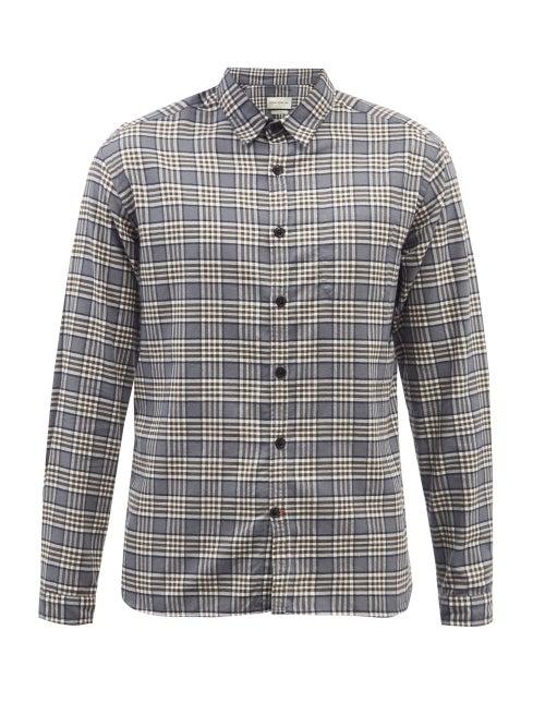 Oliver Spencer - Fearnley Checked Organic Cotton-flannel Shirt - Mens - Grey Multi