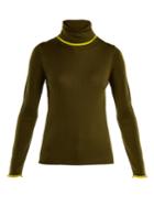 Muveil Contrast-trim Roll-neck Wool Ribbed-knit Sweater