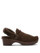 Matchesfashion.com Lvaro - Shearling-lined Suede Clog Sandals - Womens - Brown
