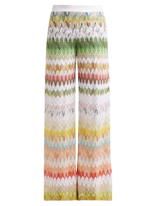 Matchesfashion.com Missoni - Zigzag Knitted Trousers - Womens - White Multi